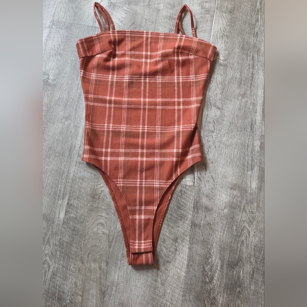 Rust Plaid Women's Body Suit